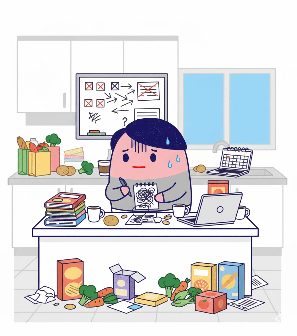 Person looking confused at multiple meal planning app options on phone